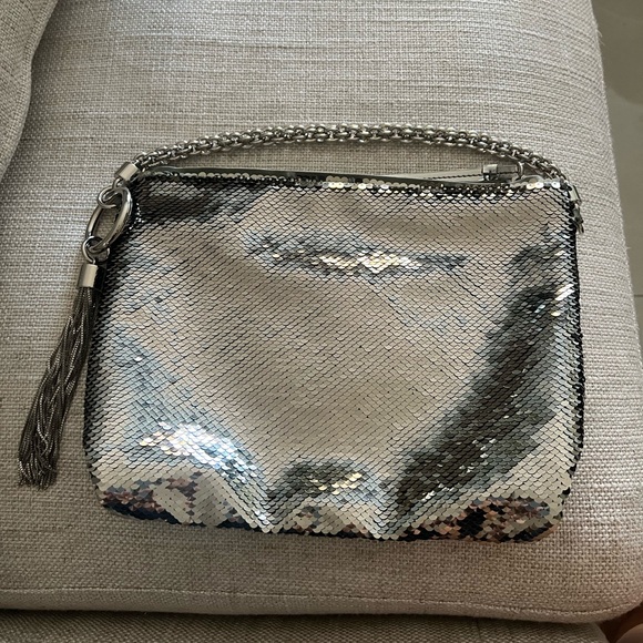 Jimmy Choo Gunmetal Pewter Silver Sequin Callie Evening Bag - Picture 4 of 13
